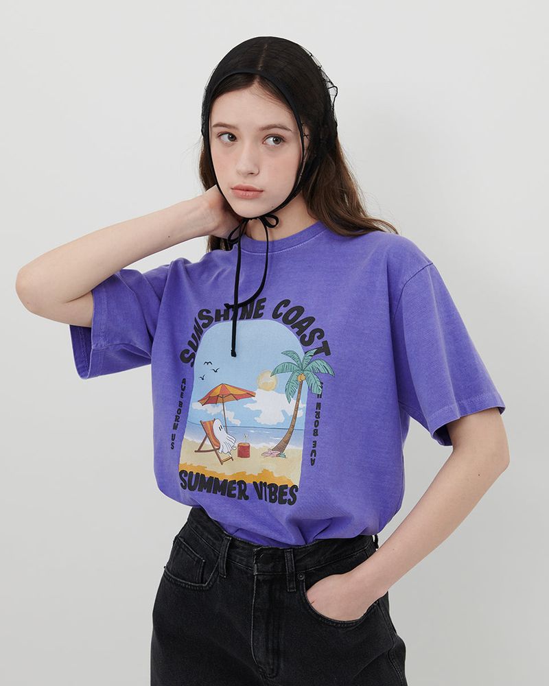 【MADE】SUNSHINE GHOST PRINT T-SHIRT [PURPLE]