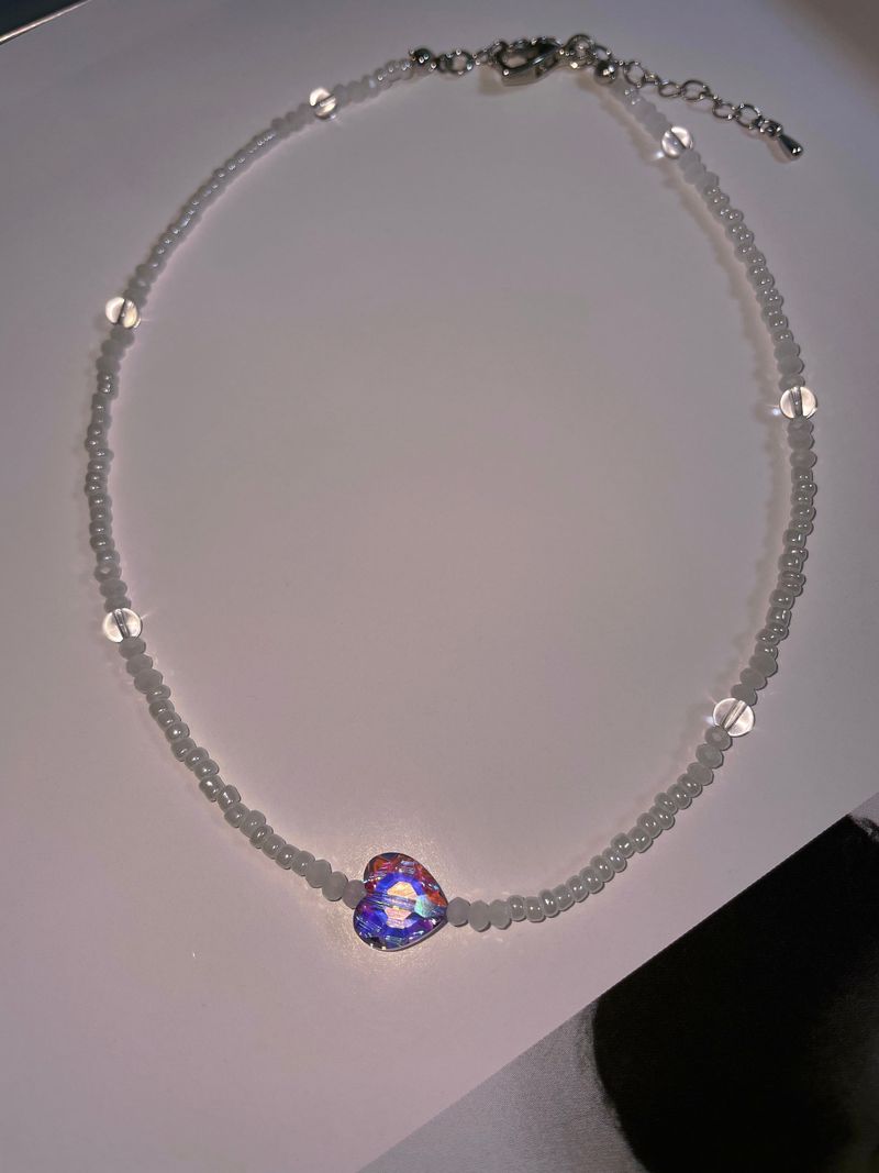 Crystal Heart Me Beaded Choker Necklace