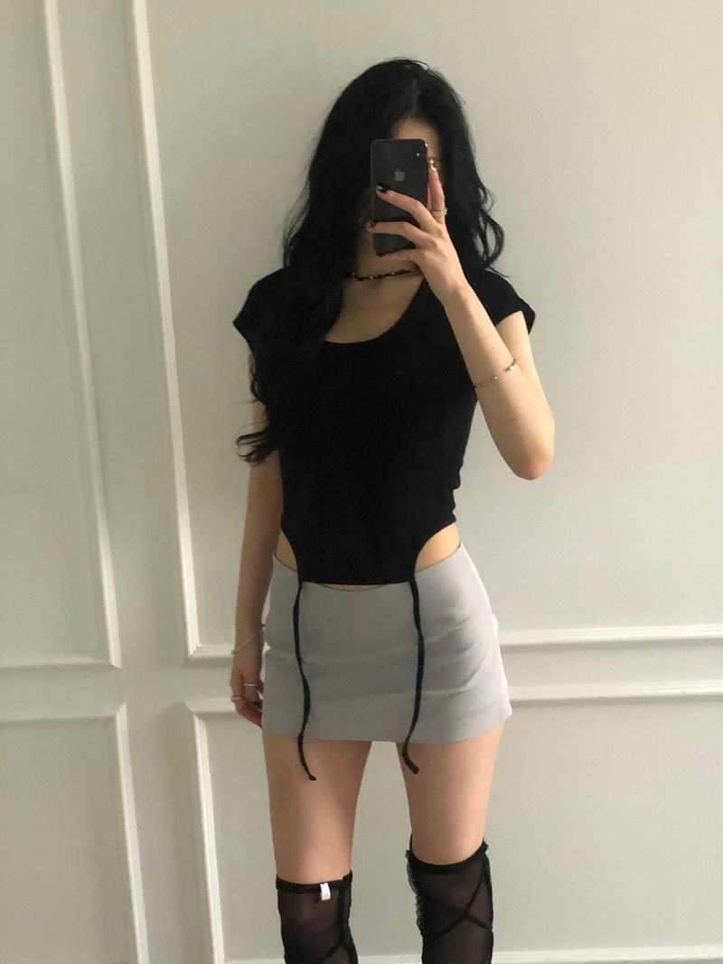 Pintuck Mini Satin Skirt