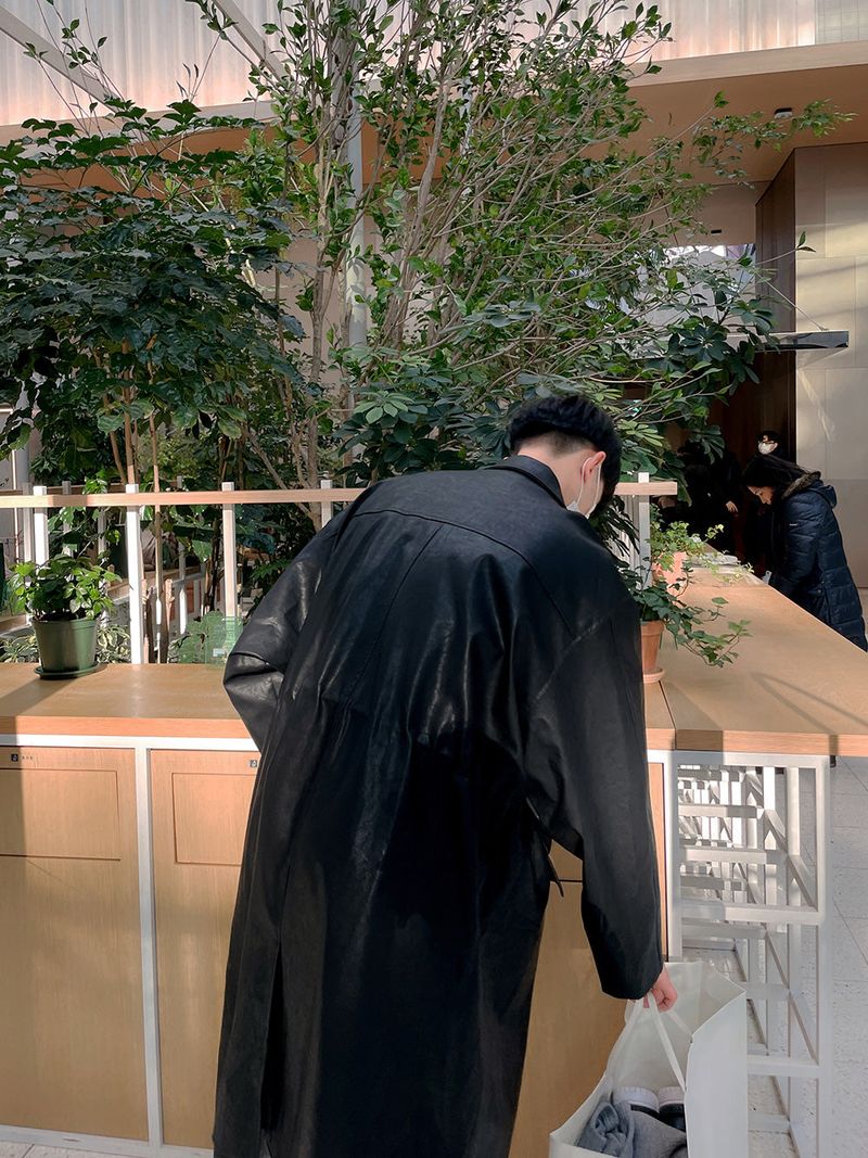 ASCLO Vegan Leather Mac Coat (2color)