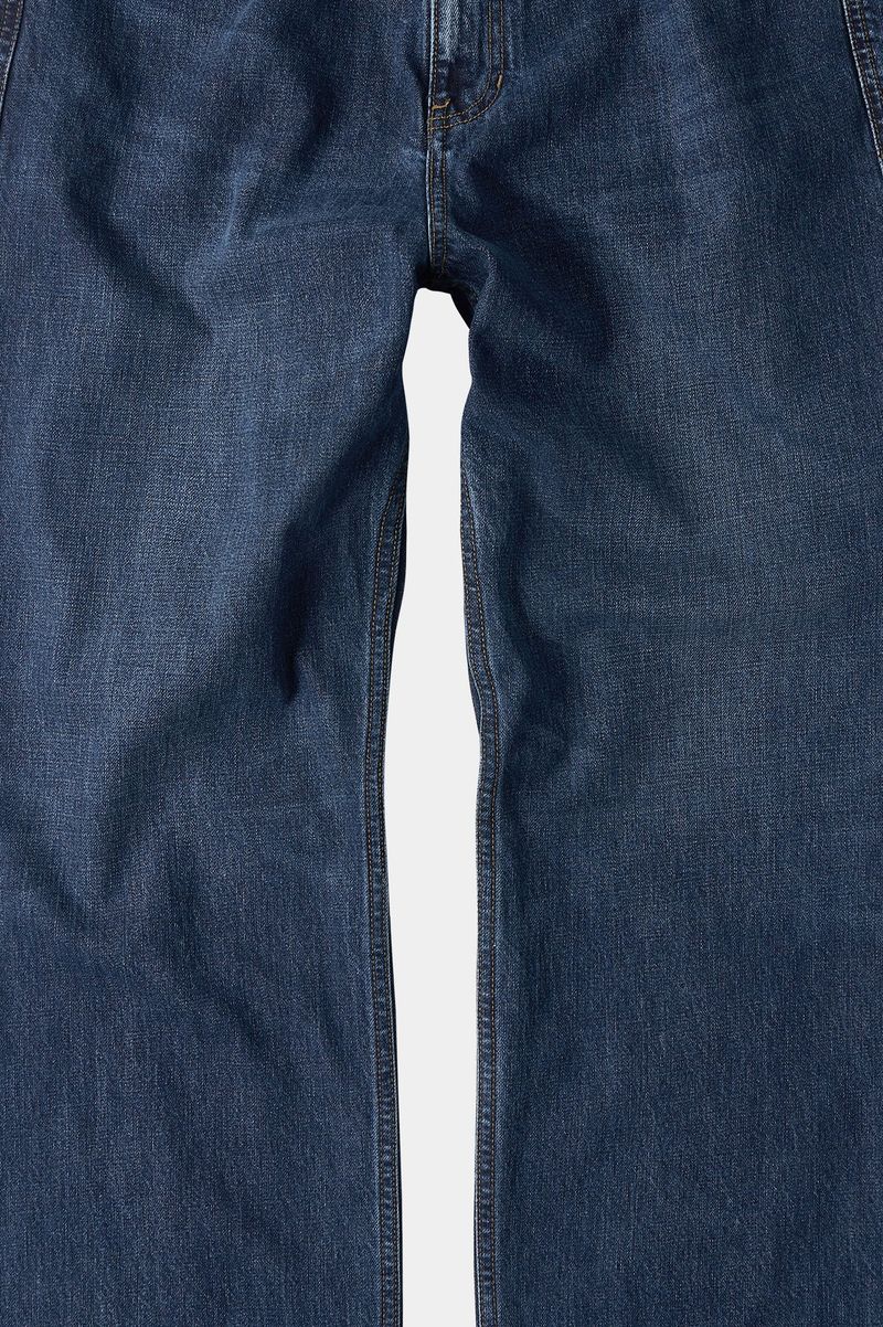 Loose Straight Biker Denim Pants (Washed Navy)