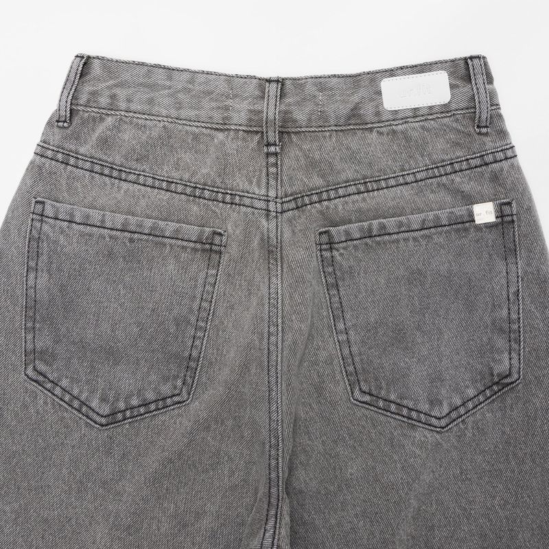 GRAY SEMI WIDE DENIM PANTS code 18113