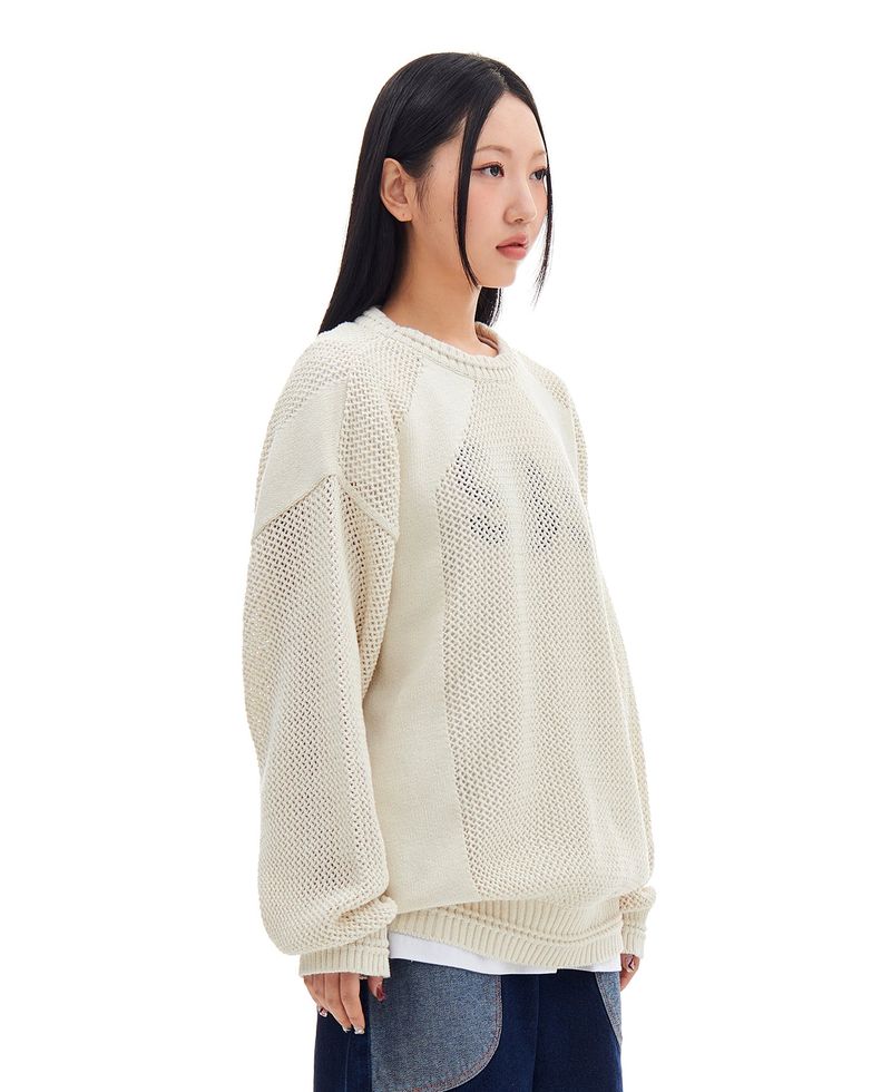 939 PANELED MESH KNIT (CREAM)