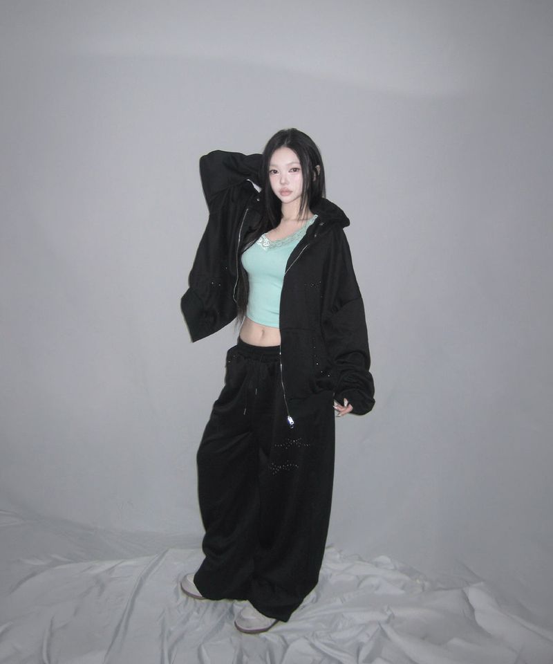 roxy stud hood zip-up (2colors)