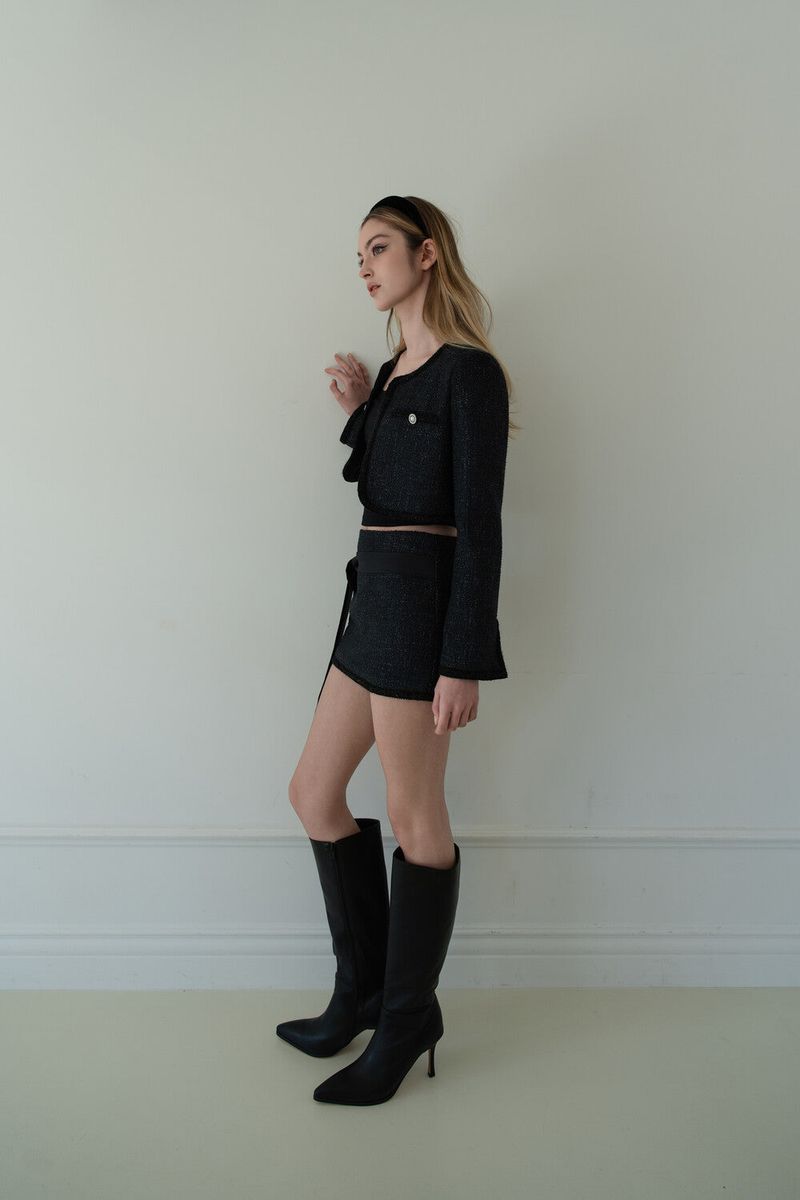 [Seow] Glow Tweed Cropped Jacket