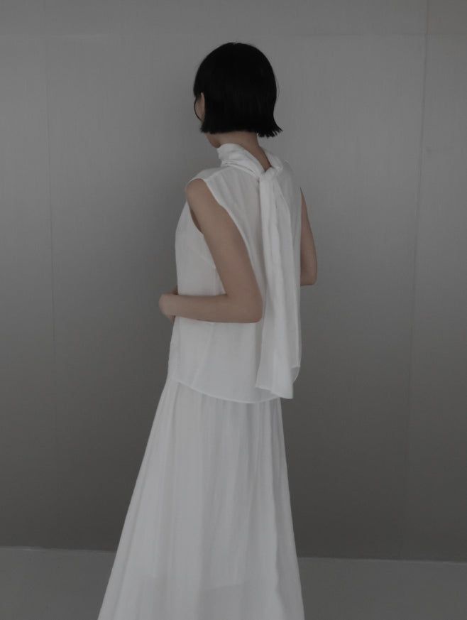 Raven Scarf Blouse Two-Piece Set