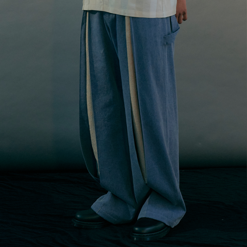 HIDDEN LACE DENIM WIDE PANTS