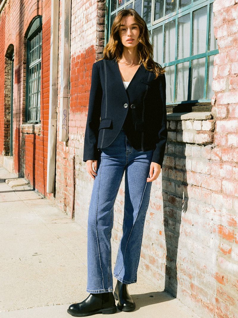 Line No-collar Jacket (2colors)