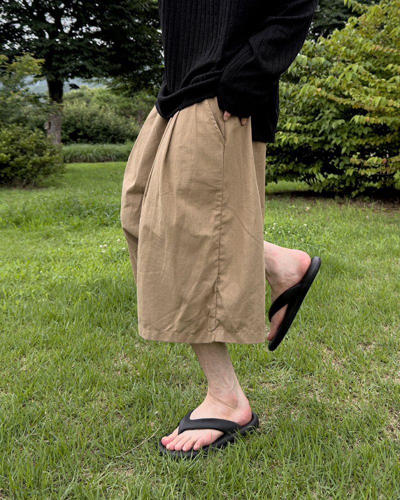 Rok Linen Pintuck Bermuda Pants