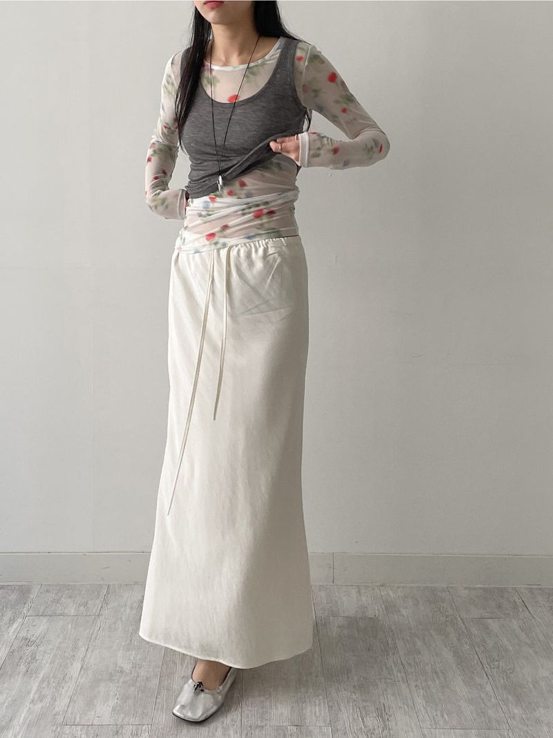 Flower See-through Layered T-shirt