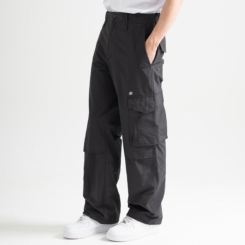 Nylon RIB Ventilation Cargo Pants - BLACK