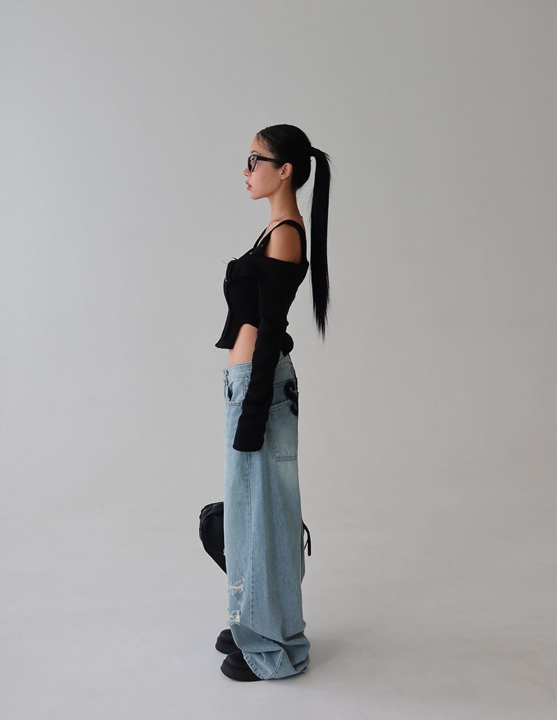 hip lettering wide jeans