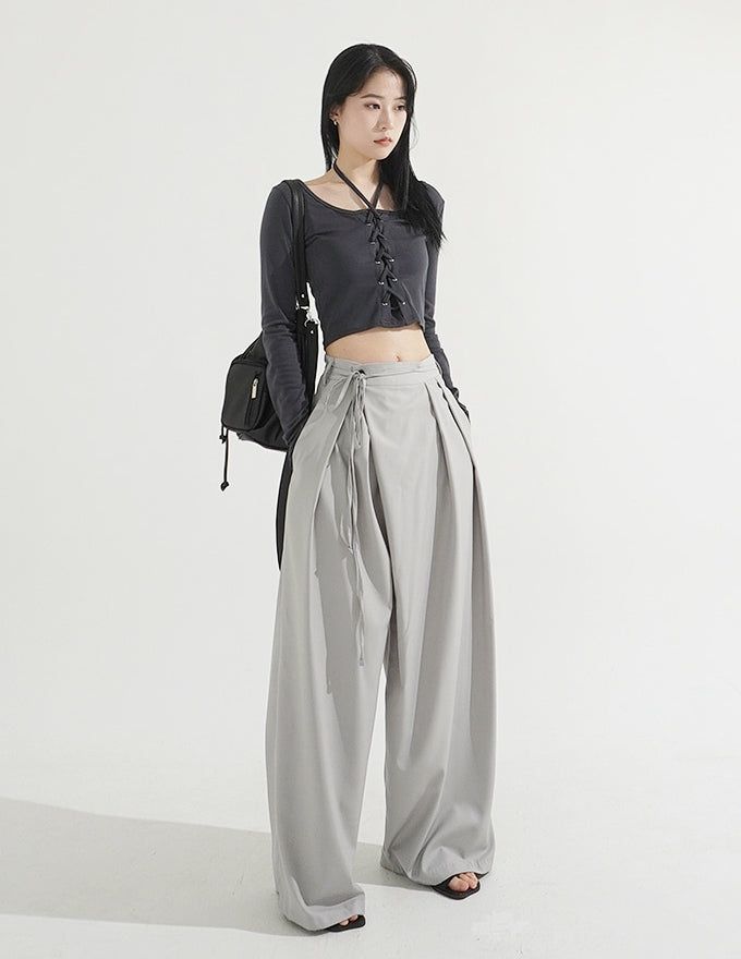 Two-button Wrap Pants