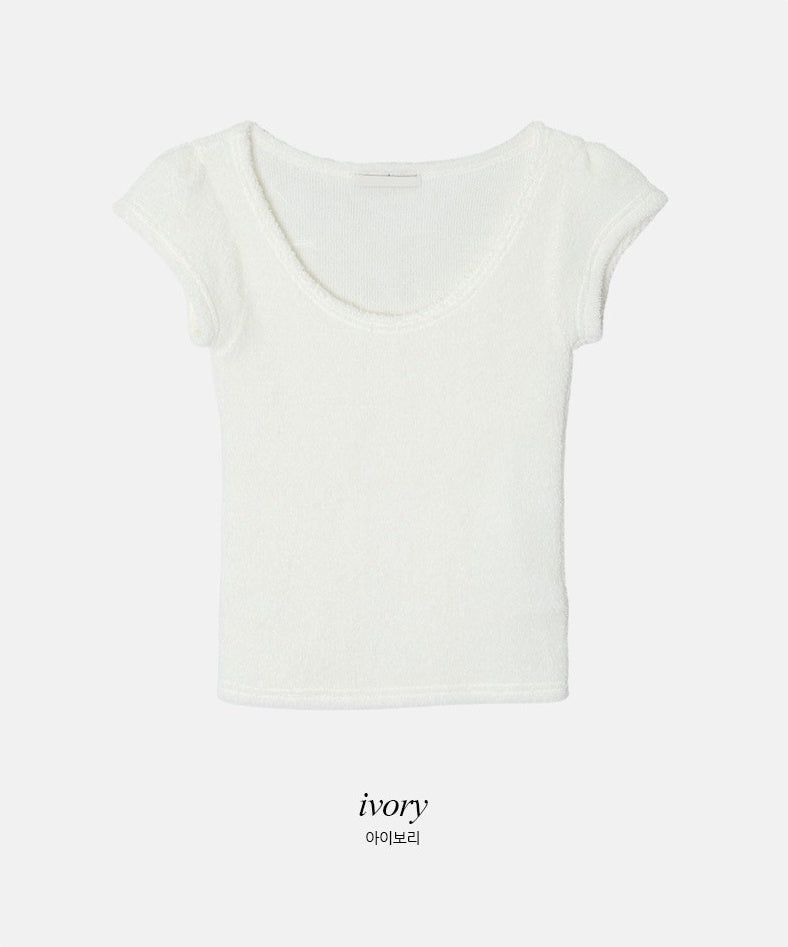 Terry U-neck Cap Short Sleeve Knit (2color)
