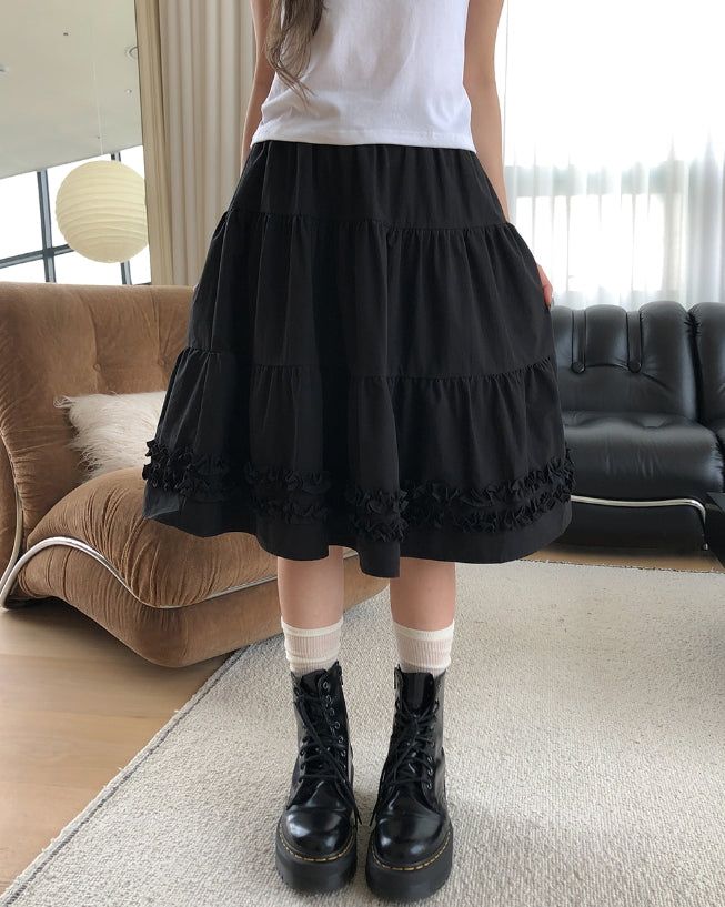 ULAN(ユレン)の「Eti Frill Tiered Midi Skirt(Skirts)」