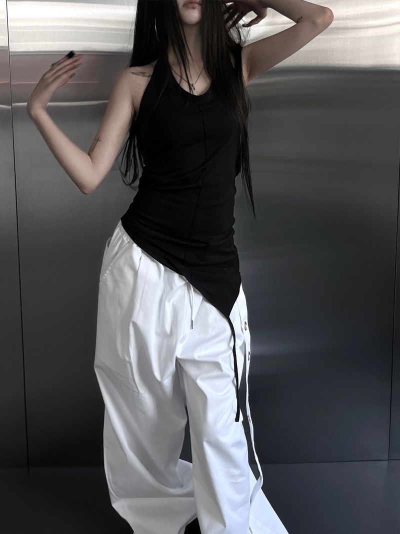 clean unbalanced strap sleeveless (2color)