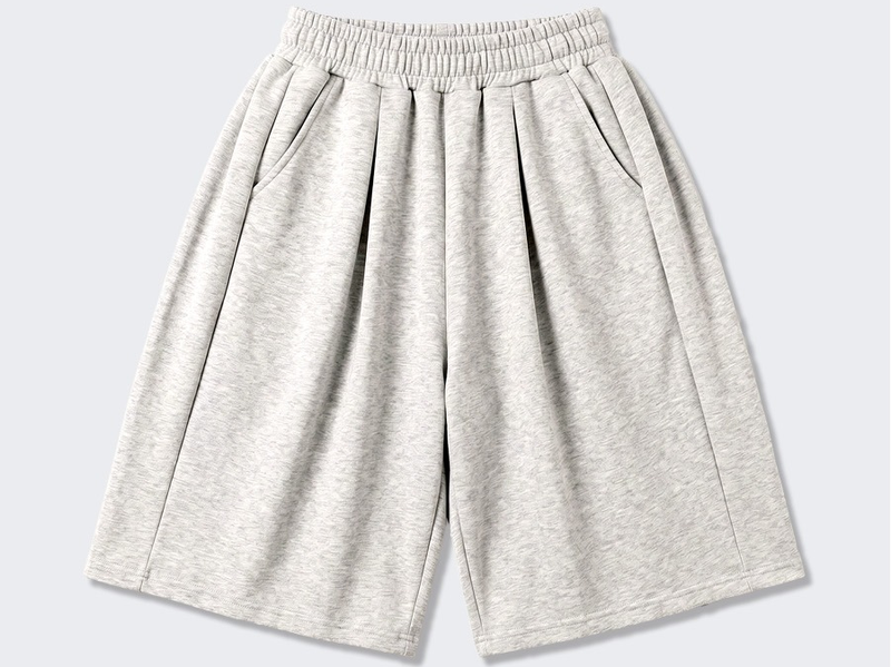 Balloon Curved Side Tuck Bermuda Pants Melange