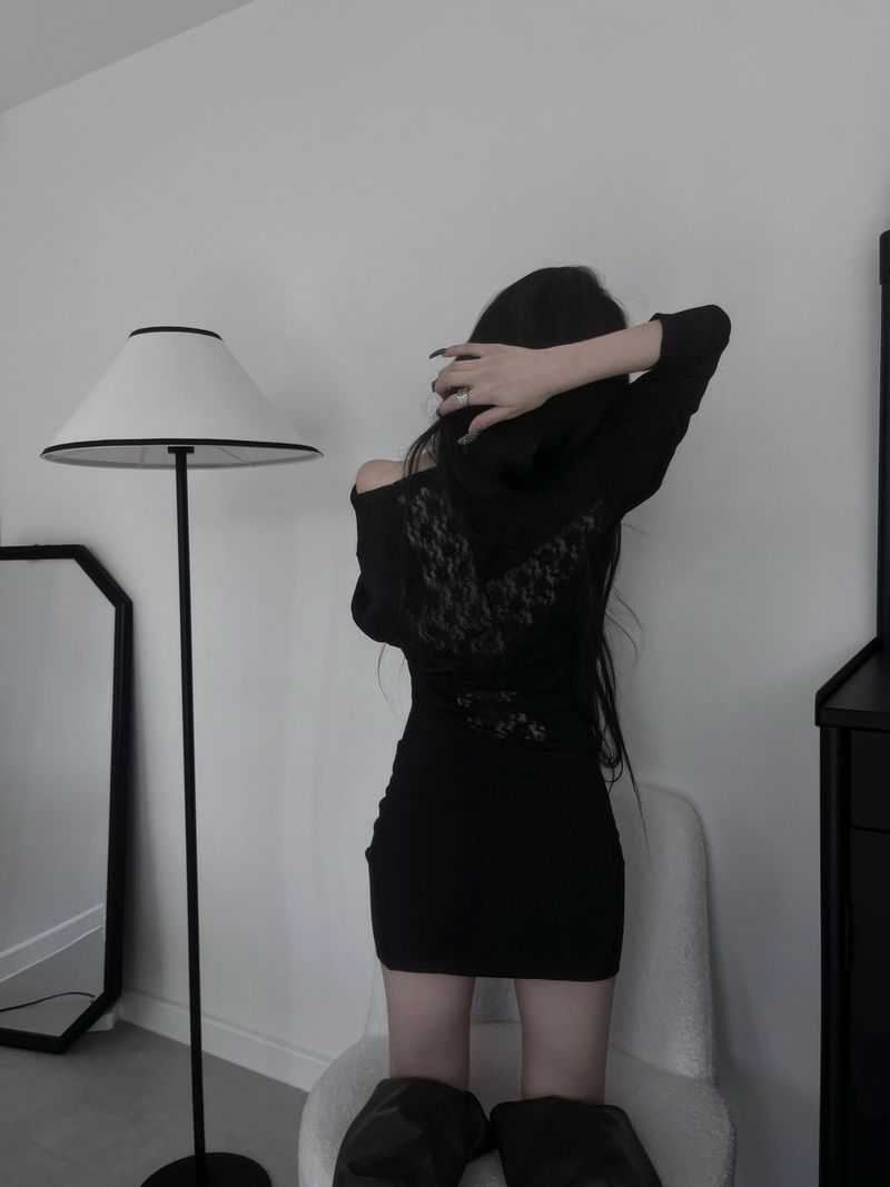 back cross lace one-piece (3color)