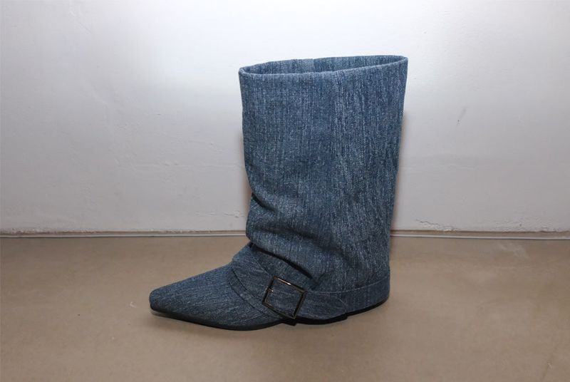 Hug belt boots _Starry blue denim