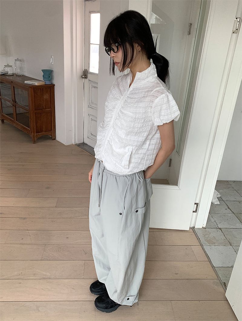 NYLON BIJO SNAP BUTTON PANTS (4C)