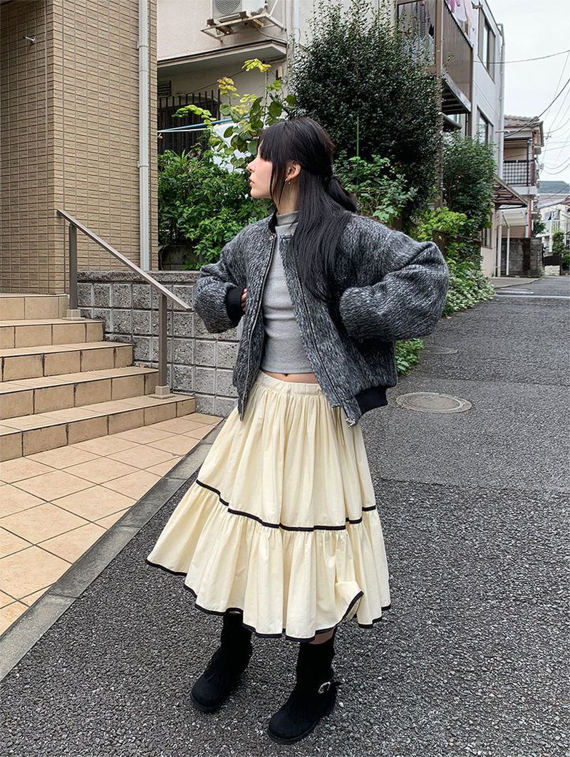 TAPE FLARE RIBBON SKIRT (2C)