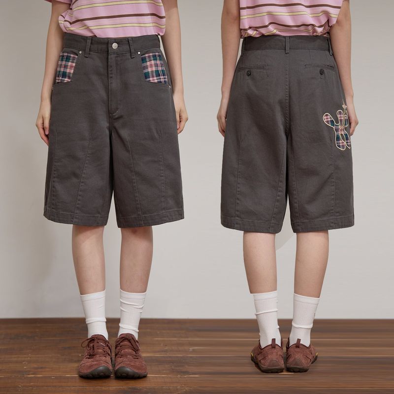 Check Applique Half Pants