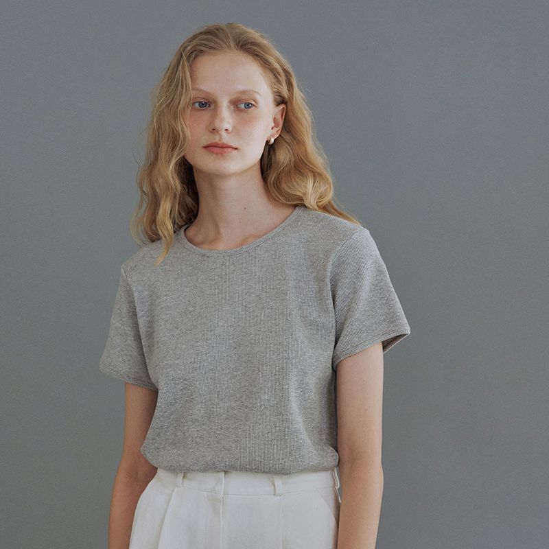URAGO(ユラゴ)の「Waffle half t-shirt(Tops)」