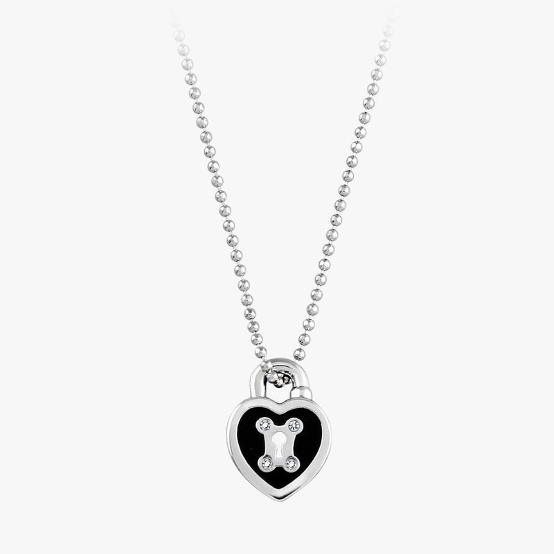 Black Heart Lock Necklace