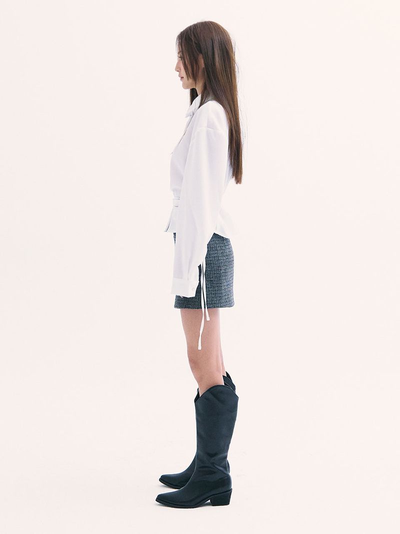 Leona shirring shirts WHITE