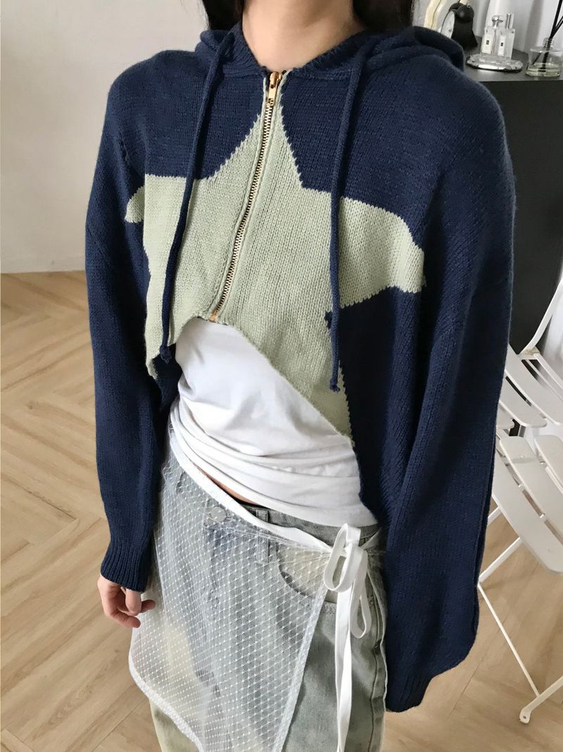 Marco crop knit zip up