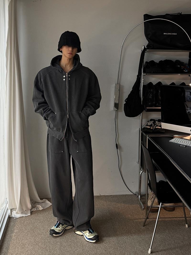 ASCLO Rivet Point Sweat Hood Zip Up (3color)