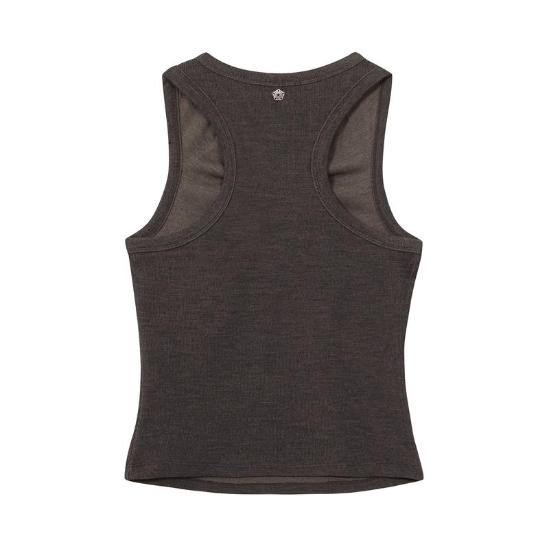 [ULKIN] Oval Cut-Out Tank Top_Brown