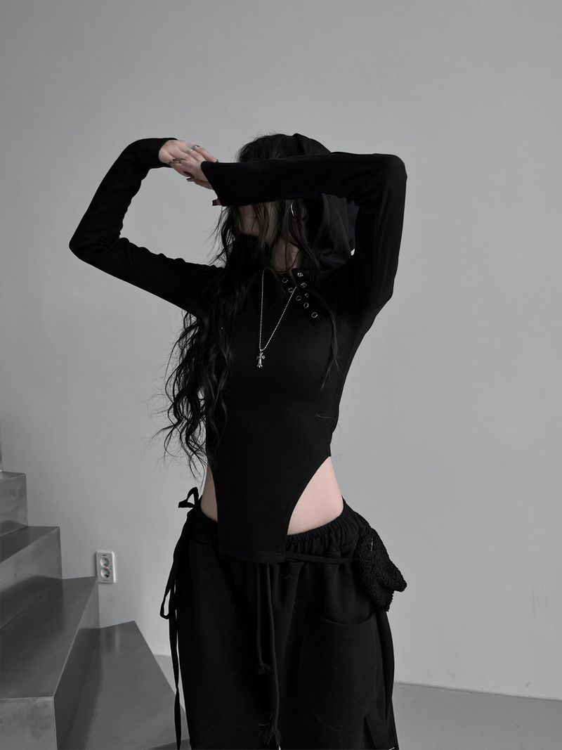 snap arch hooded bodysuit (fleece-lined)