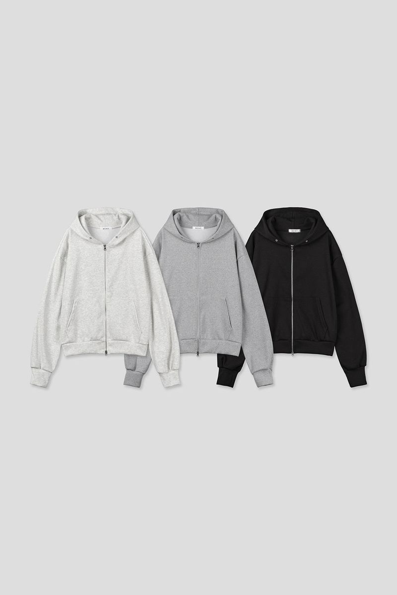 Lowell crop fingerhole hood zip-up