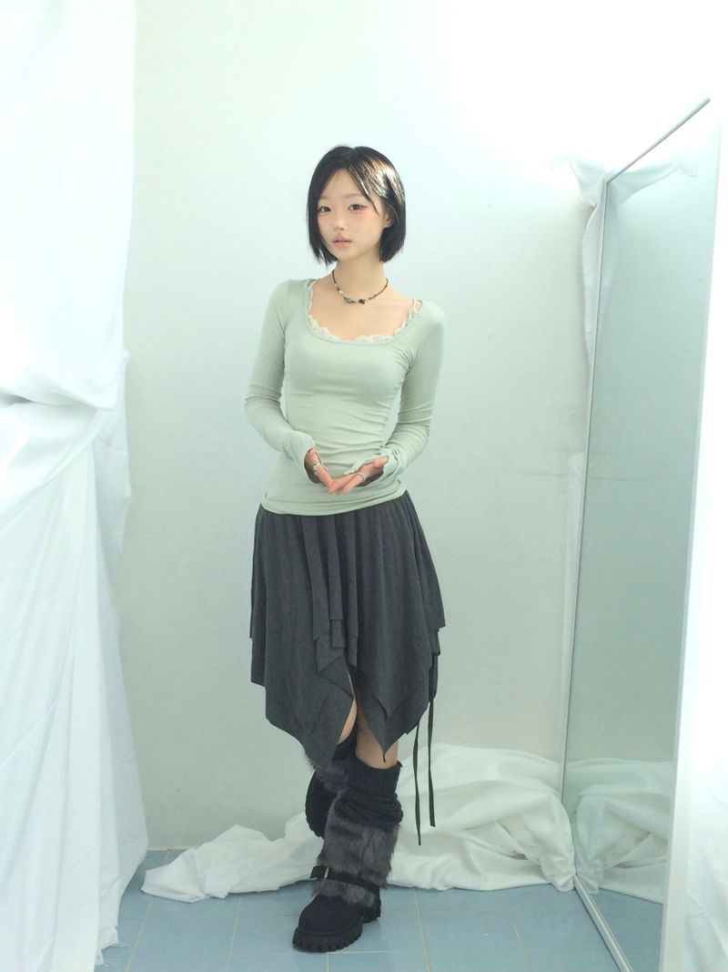 ribbonline wave skirt