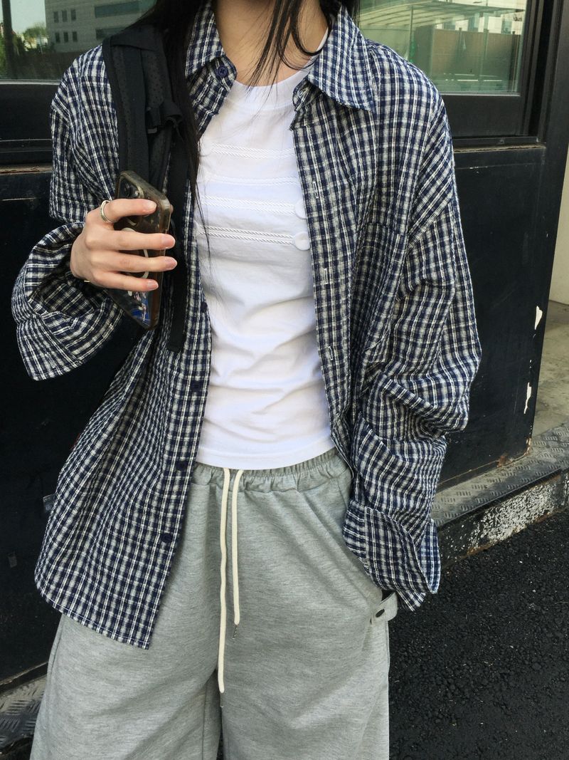 Kib seersucker check shirt (3c)