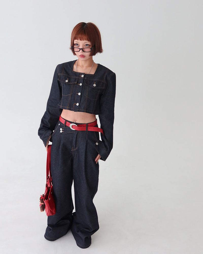 Delight-J（ディライトジェイ）の「Dark blue denim jacket and pants two-piece set（Setup）」