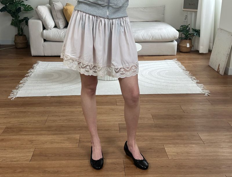 lace satin mini skirt