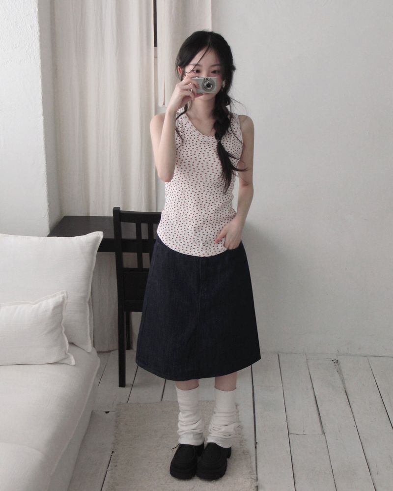 yunni nonfaded denim midi sk