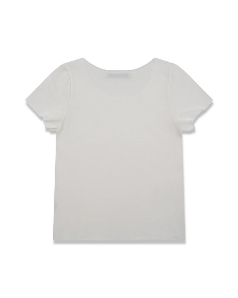 Lettuce Hem Short Sleeve Tee - Whtie