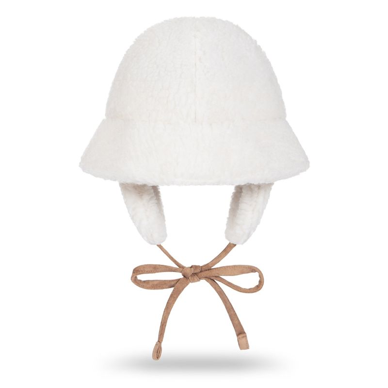VA Curved Logo Sherpa Fur Flap Bucket Hat / Cream