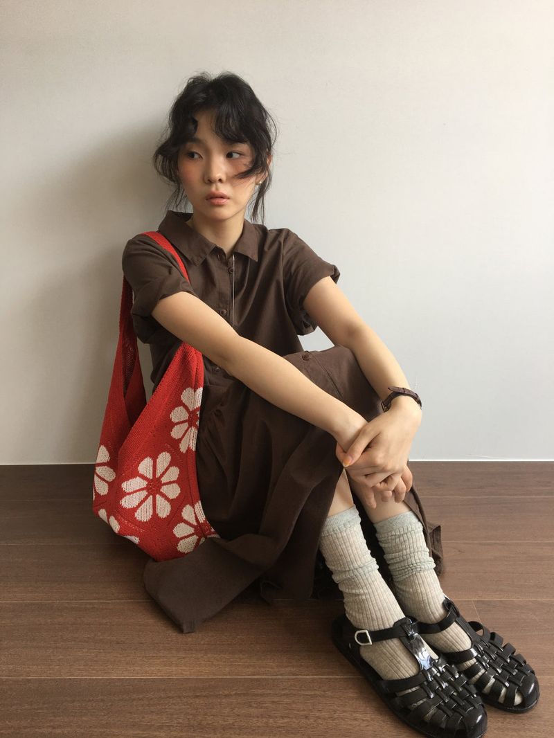 Ez Flower Knit Bag (2color)