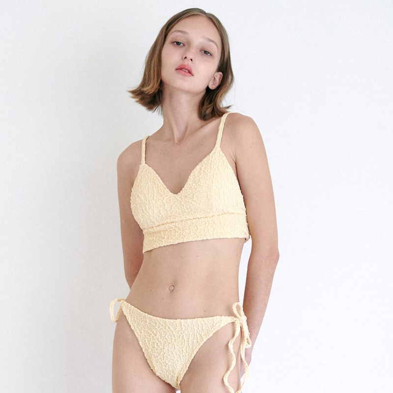 STRING SHIRRING BIKINI SET / BUTTER