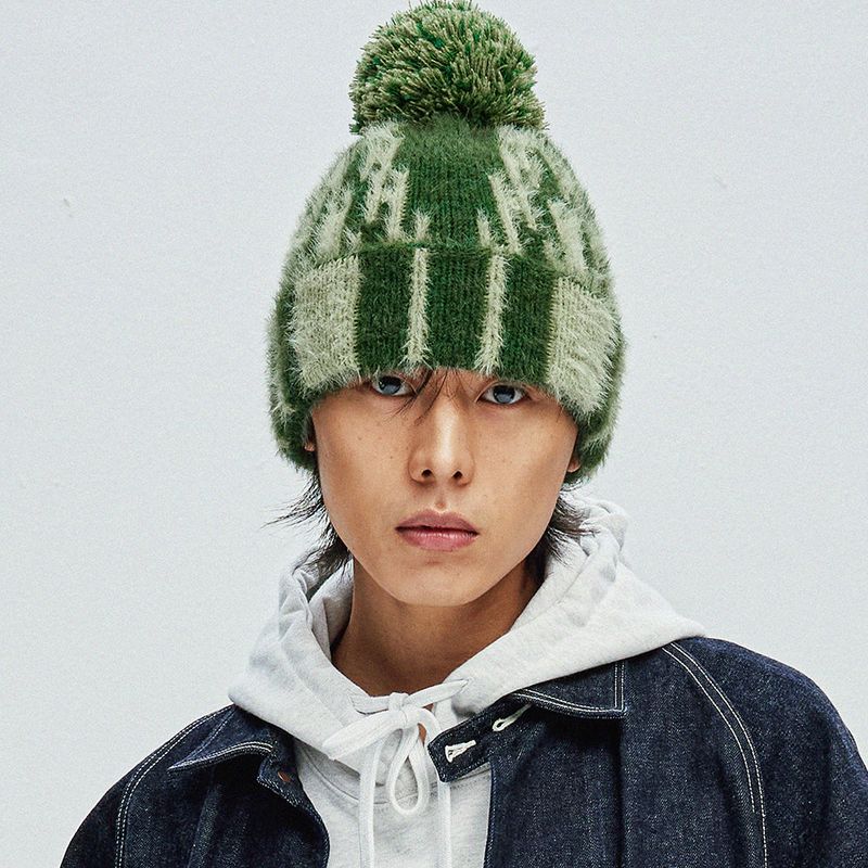 navajo pattern beanie green