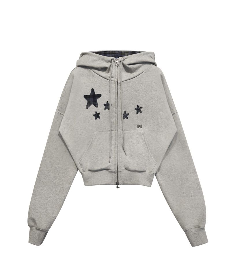 CONTRAST PATCH ZIP-UP GREY