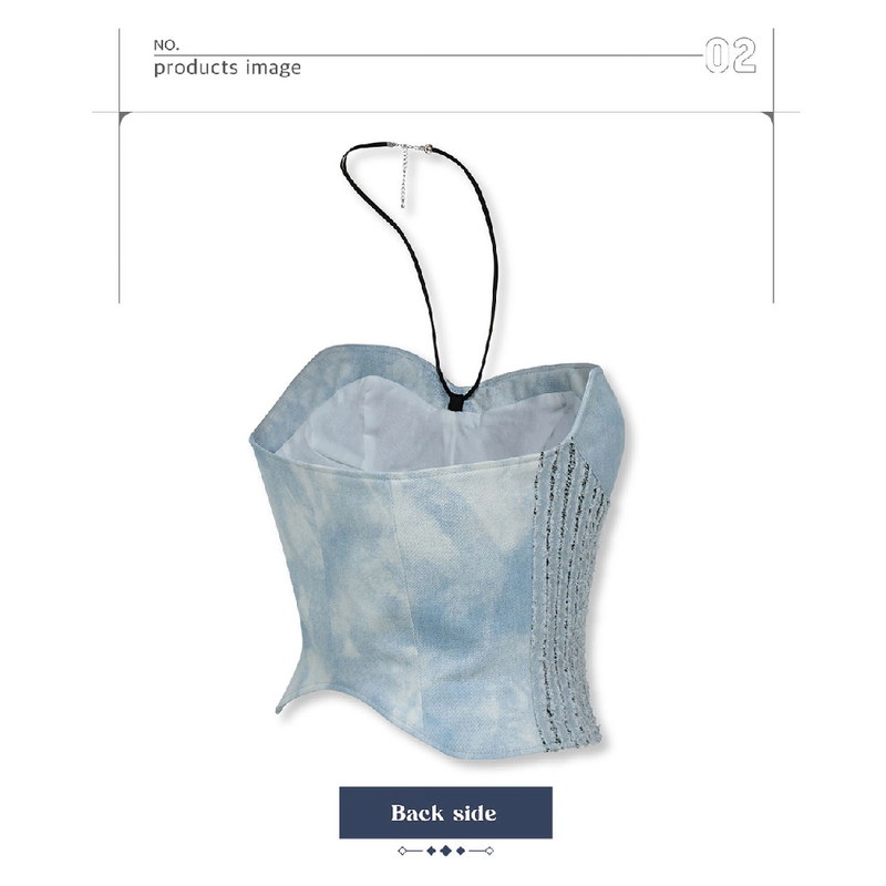 DENIM CORSET TUBE TOP_LIGHT BLUE