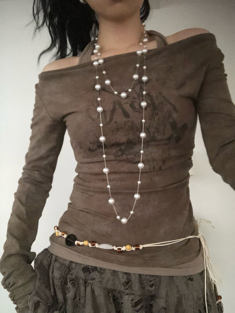 Oriental Pearl Beads Long Necklace