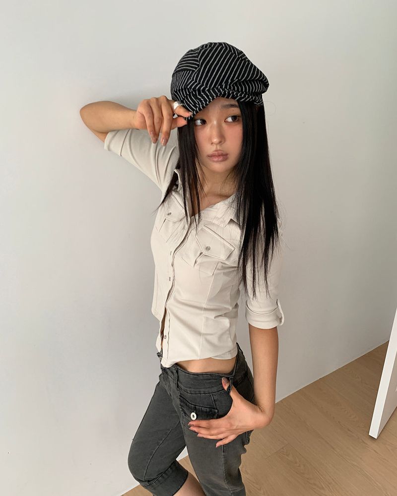 Tusi Stripe Pattern Beret Hat