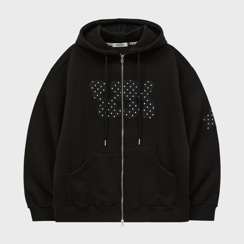 YK Applique Dot Hood Zip Up
