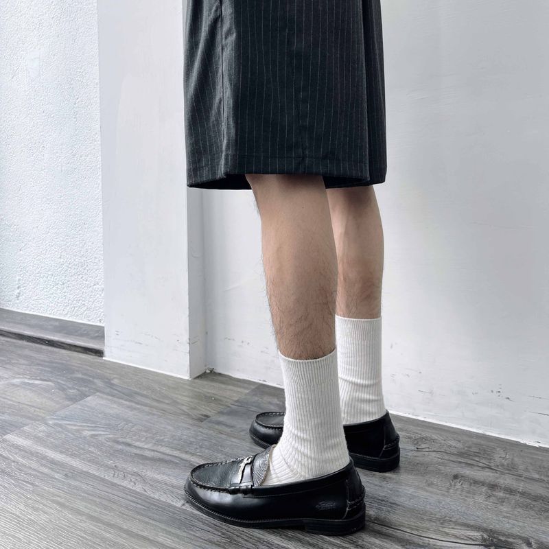 Charcoal Draped Stripe Shorts